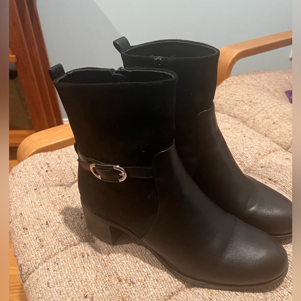 Black heeled boots from Next UK. Size 42W